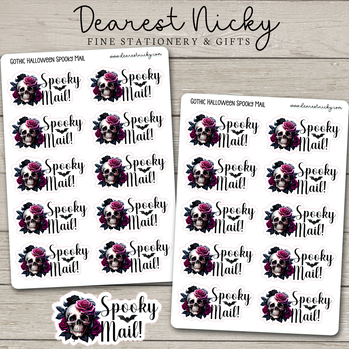 Gothic Halloween Spooky Mail Stickers - 2 Sheets