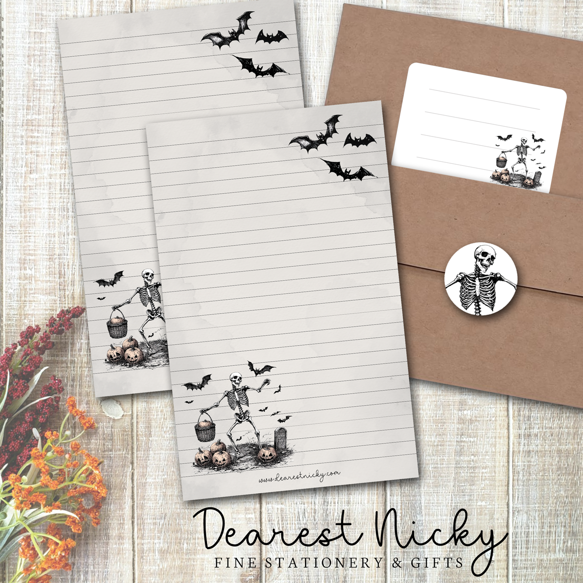 Skeleton Writing Note Graveyard Skeleton Letter Writing Set – Dearest Nicky