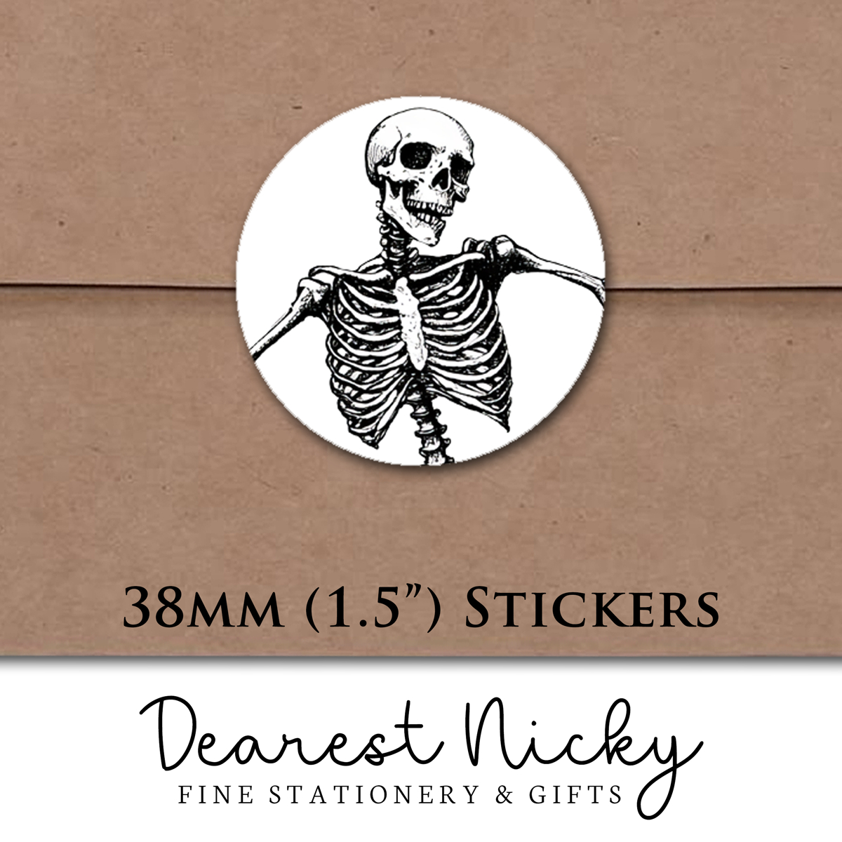 Graveyard Skeleton Envelope Seals - Set of 30 Stickers