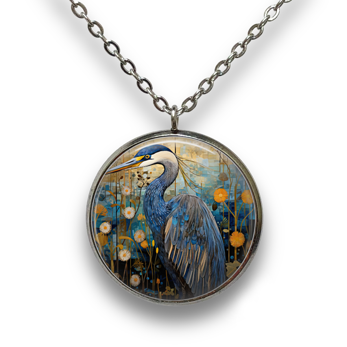 Great Blue Heron Pendant with Necklace