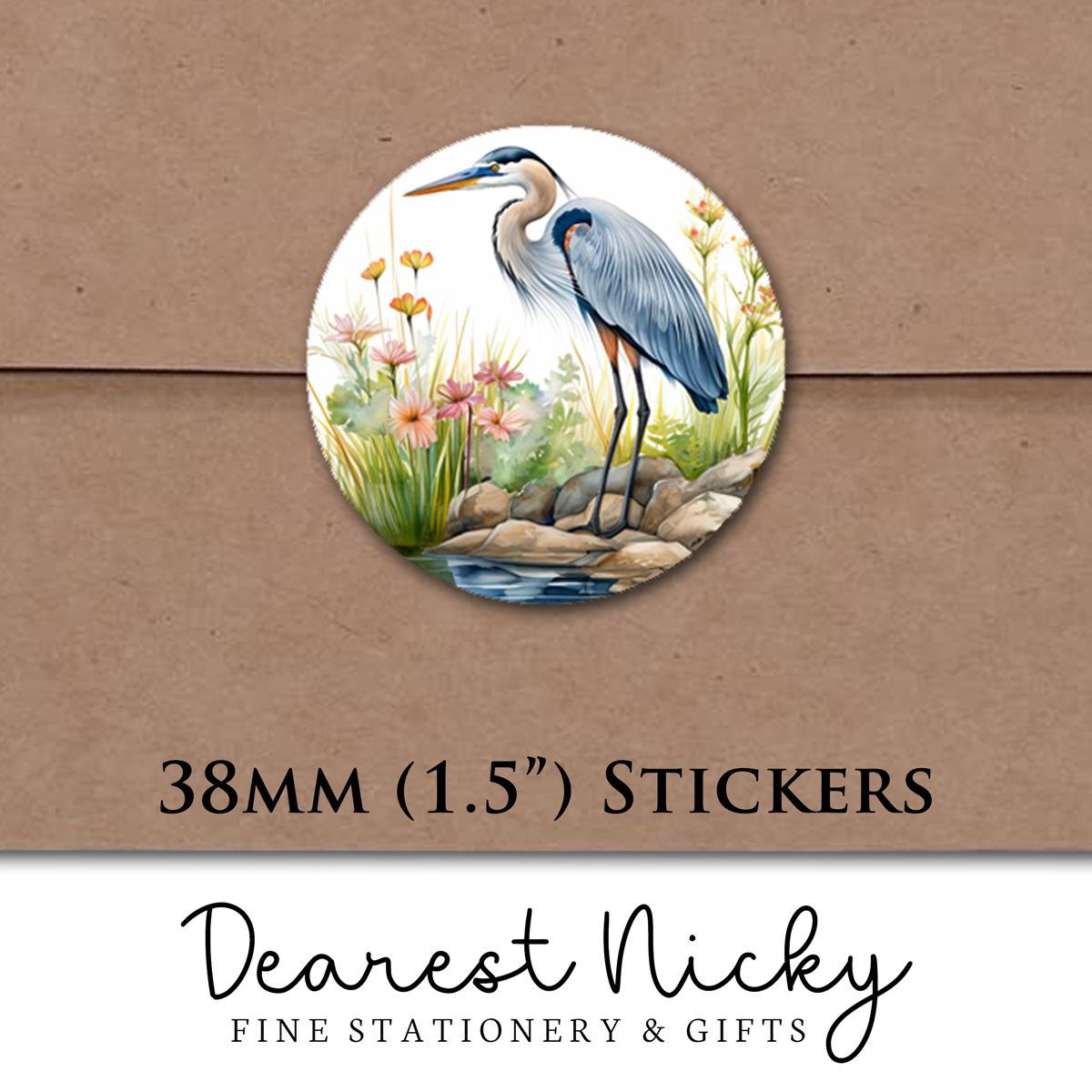 Great Blue Heron Envelope Seals - Set of 30 Stickers