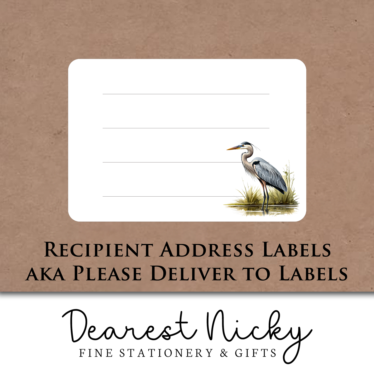 Great Blue Heron Address Labels - Set of 16