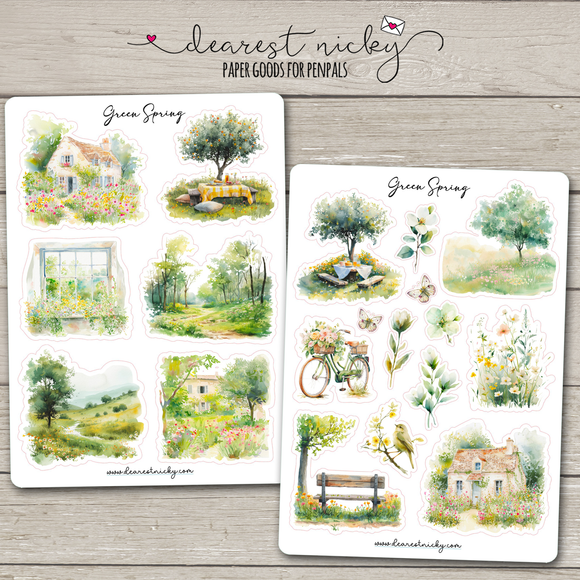 Green Spring Stickers - 2 Sheets