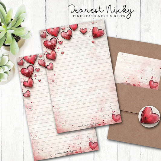 Grunge Hearts Letter Writing Set