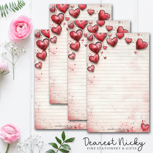 Grunge Hearts Letter Writing Paper