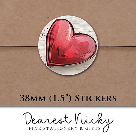 Grunge Hearts Envelope Seals - Set of 30 Stickers