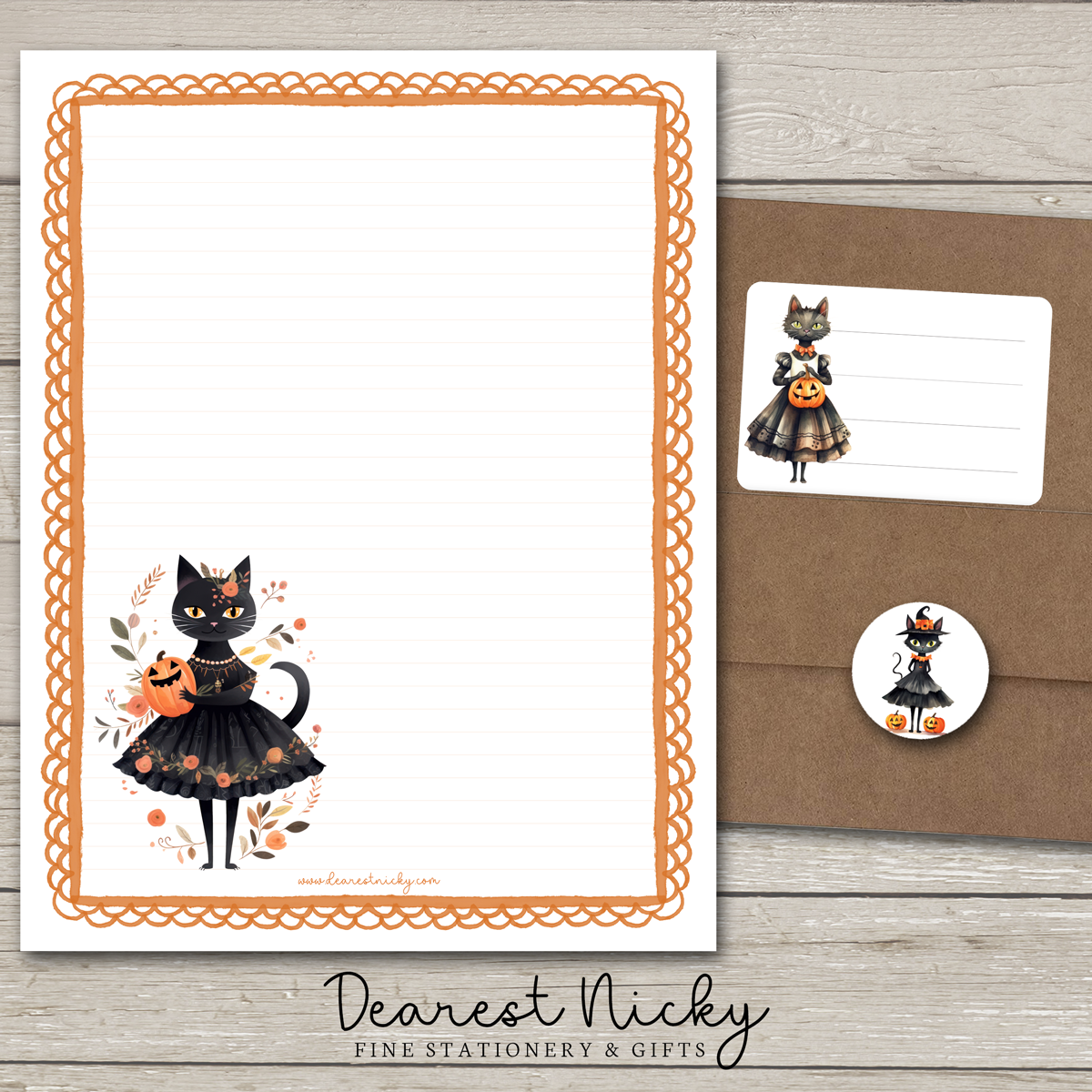 Halloween Kitty Large Letter Writing Set - 8½ x 11