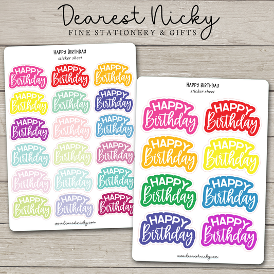 Happy Birthday Stickers - 2 Sheets