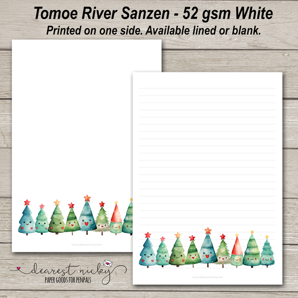 Happy Christmas Trees Letter Writing Paper - 52 gsm Tomoe River Sanzen