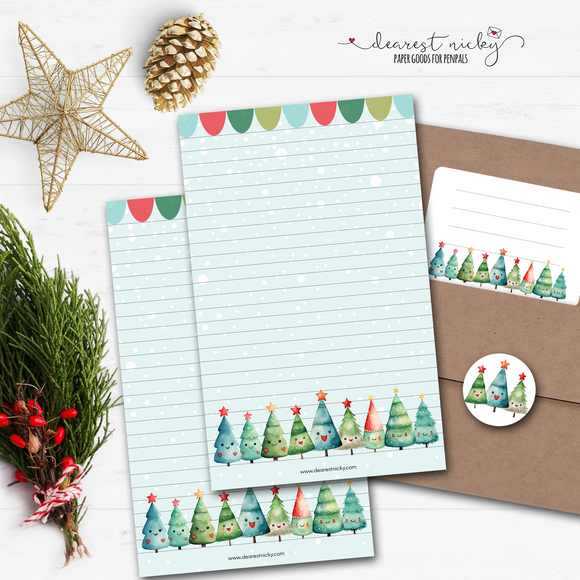 Happy Christmas Trees Letter Writing Set