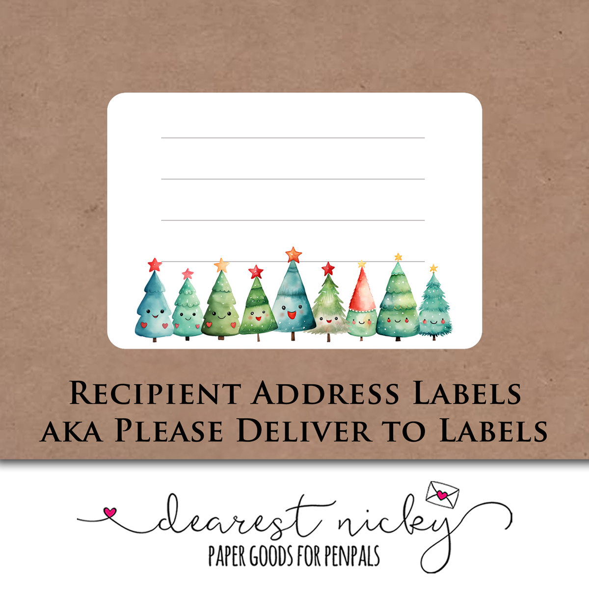 Étiquettes d'adresse postale de joyeux arbres de Noël<br> Lot de 16