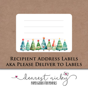 Happy Christmas Trees Mailing Address Labels <br> Set of 16