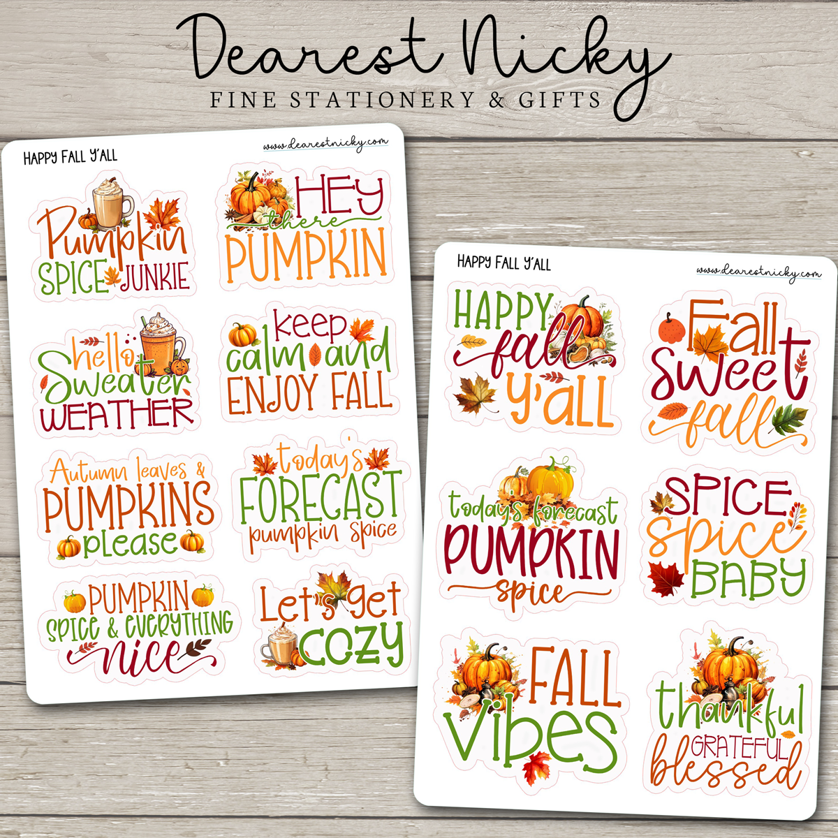 Happy Fall Y'all Stickers - 2 Sheets