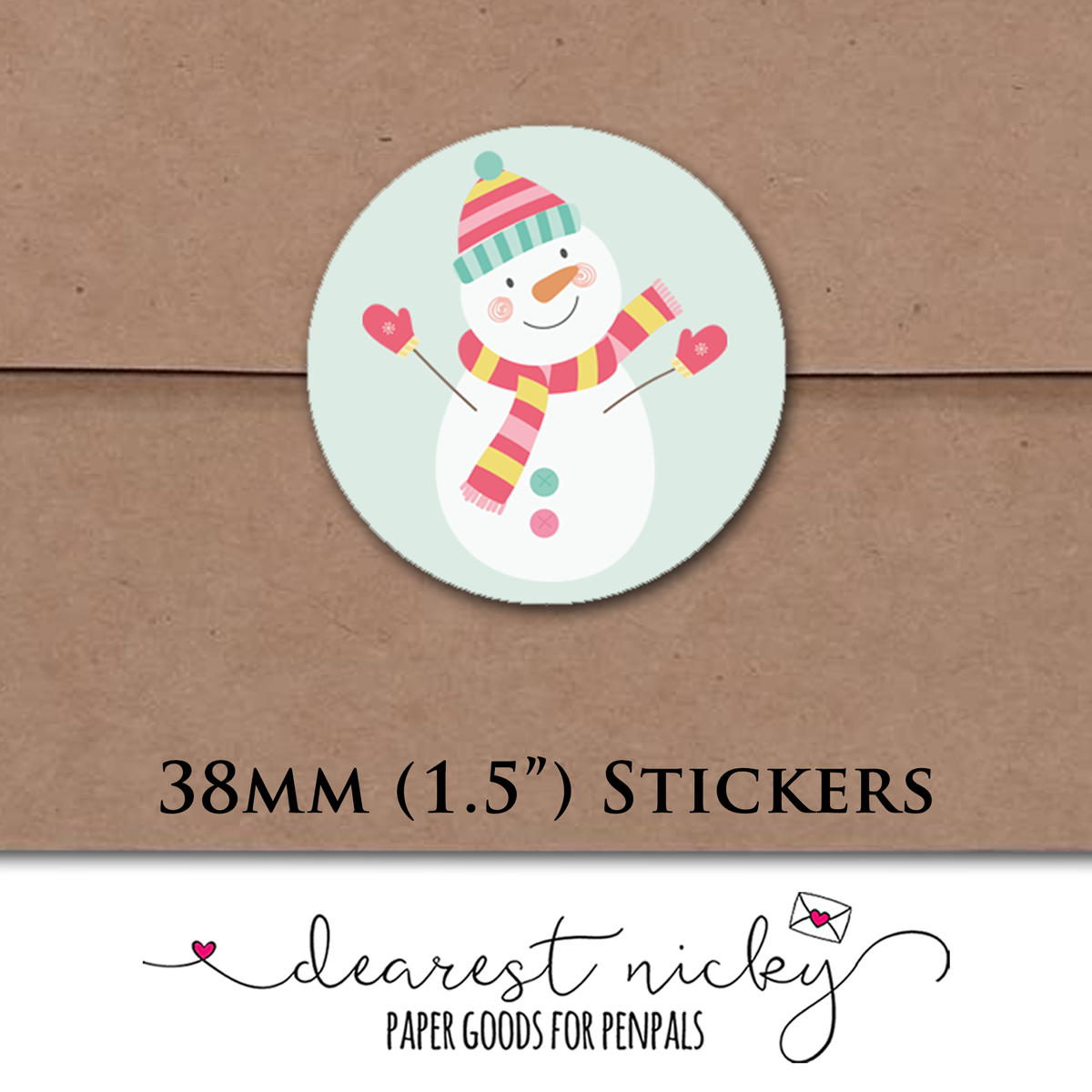 Happy Snowmen Envelope Seals - Set of 30 Stickers