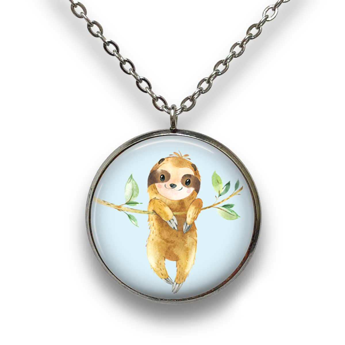 Happy Sloth Pendant with Necklace