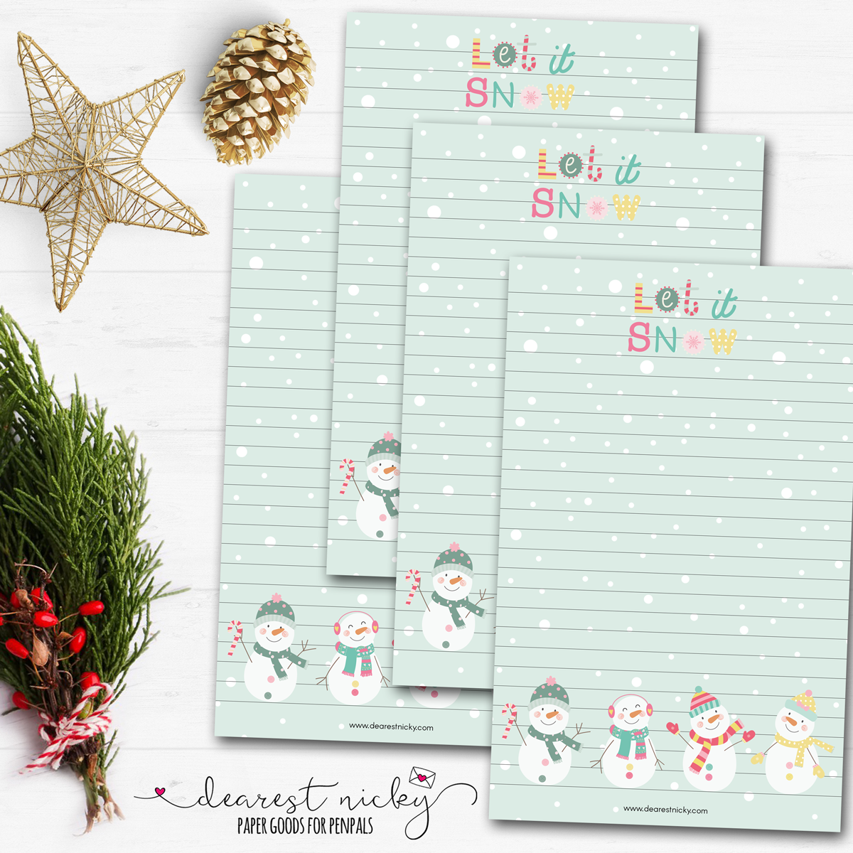 Happy Snowmen Letter Writing Paper