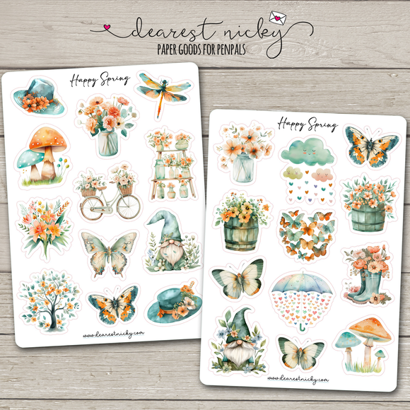 Happy Spring Stickers - 2 Sheets
