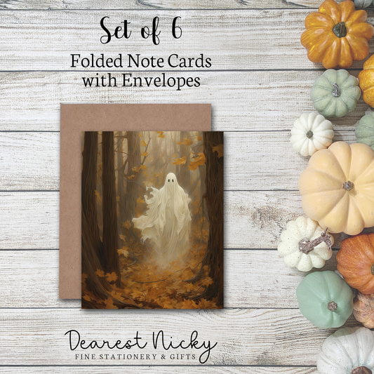 Haunted Forest Folded Note Cards - Blank Inside - Set of 6 with Envelopes