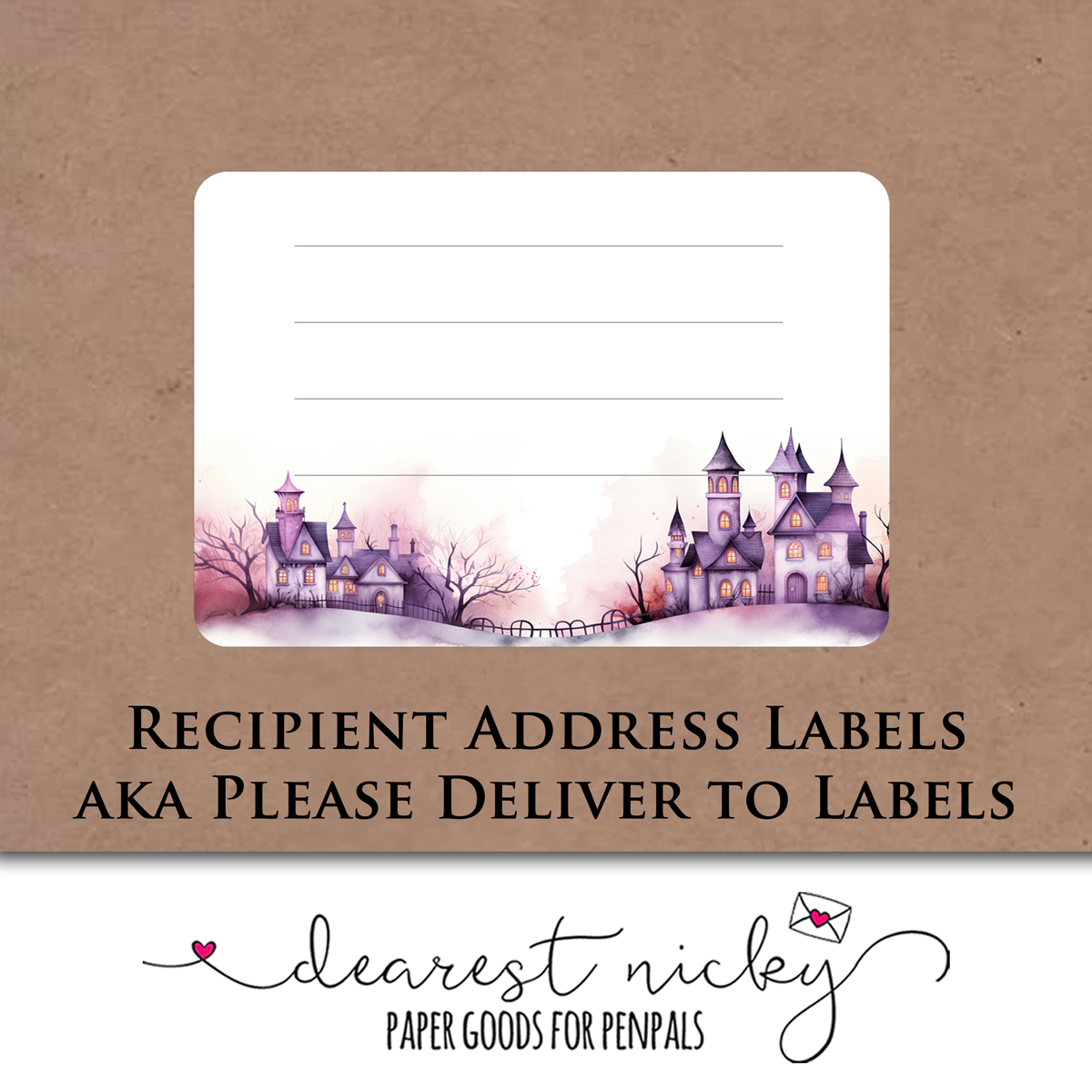 Haunted Houses Mailing Address Labels - Set of 16