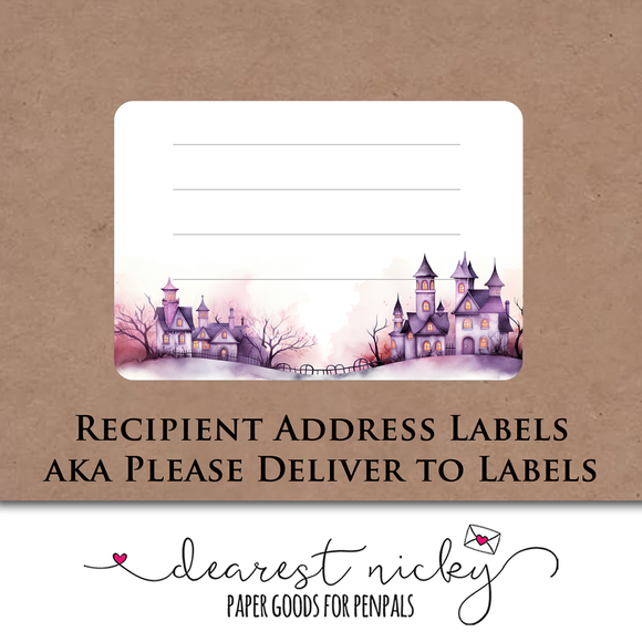 Haunted Houses Mailing Address Labels <br> Set of 16