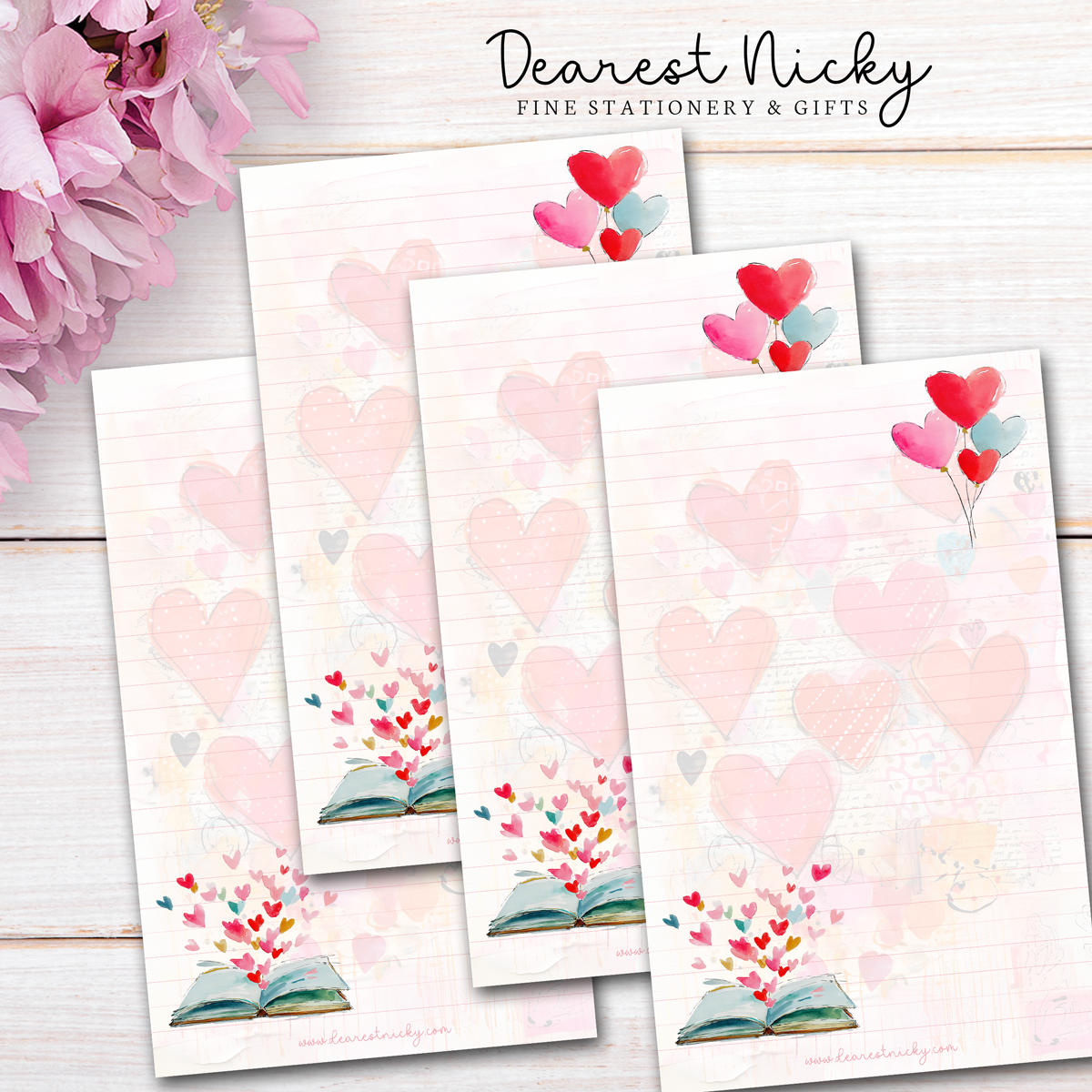 Heart Balloons Letter Writing Paper