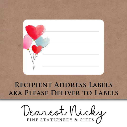 Heart Balloons Address Labels - Set of 16