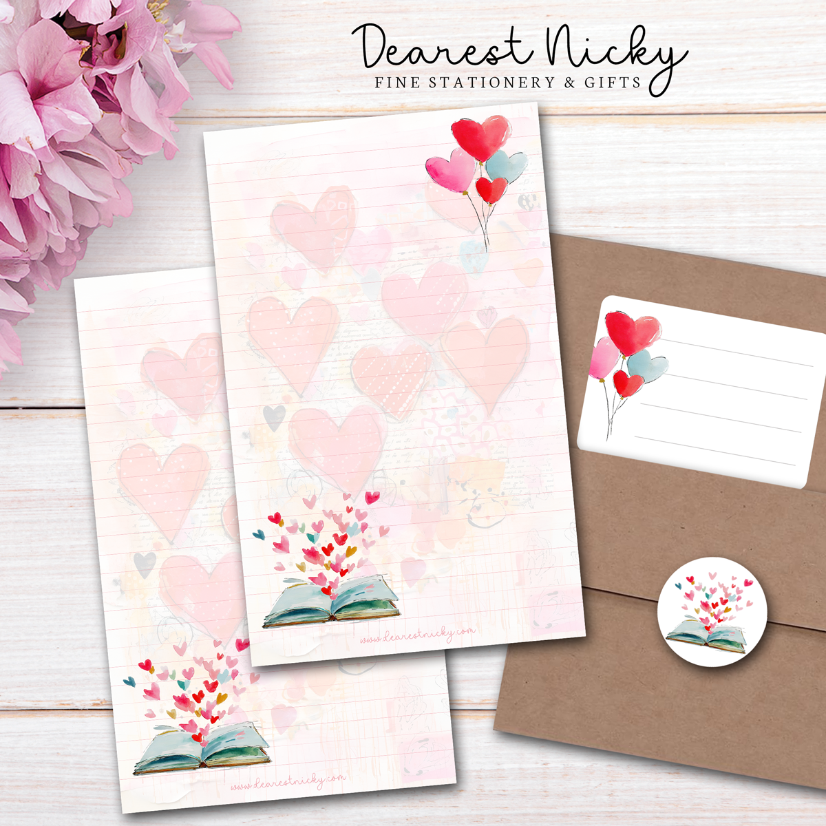 Heart Balloons Letter Writing Set