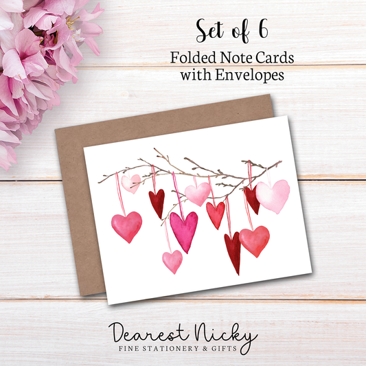 Heart Branch Cards - Blank Inside - Set of 6 with Envelopes