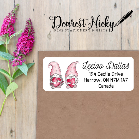 Heart Gnomes Custom Return Address Labels Set of 30