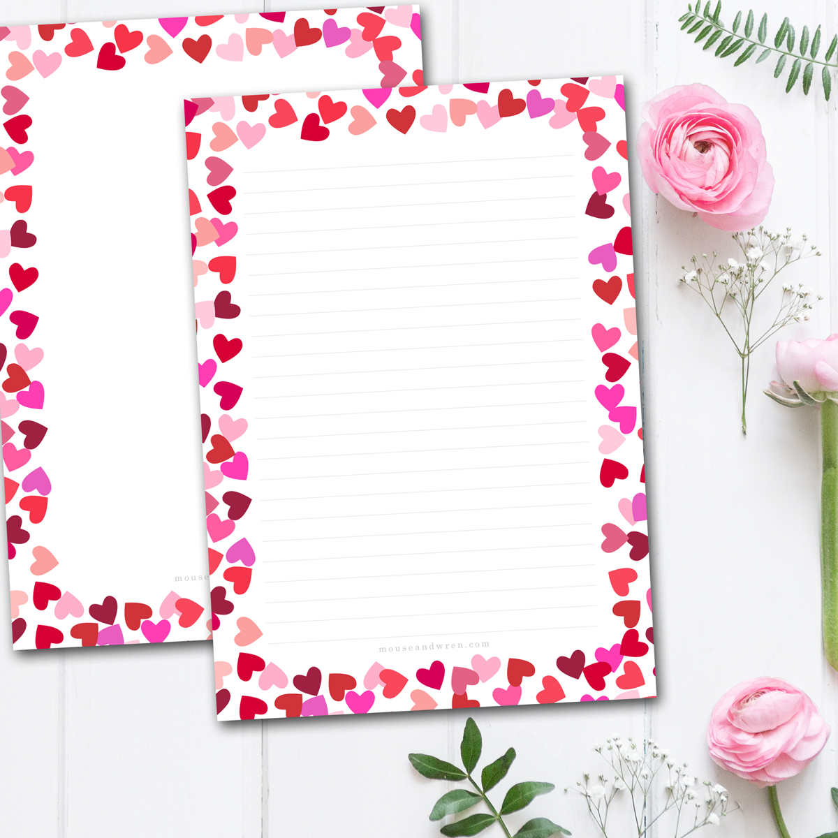 Hearts Letter Writing Paper