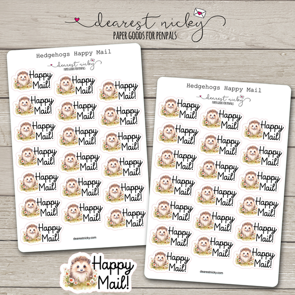 Hedgehogs Happy Mail Stickers - 2 Sheets