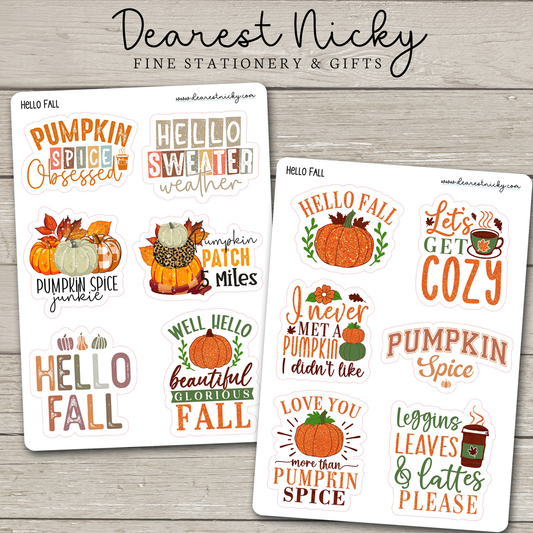 Hello Fall Stickers - 2 Sheets