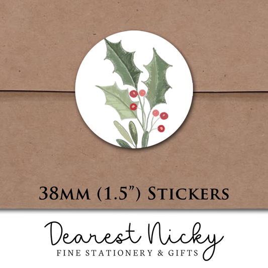 Holly Frame Envelope Seals - Set of 30 Stickers