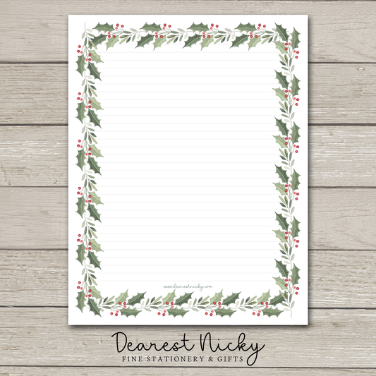 Holly Frame Large Letter Writing Paper - 8½ x 11