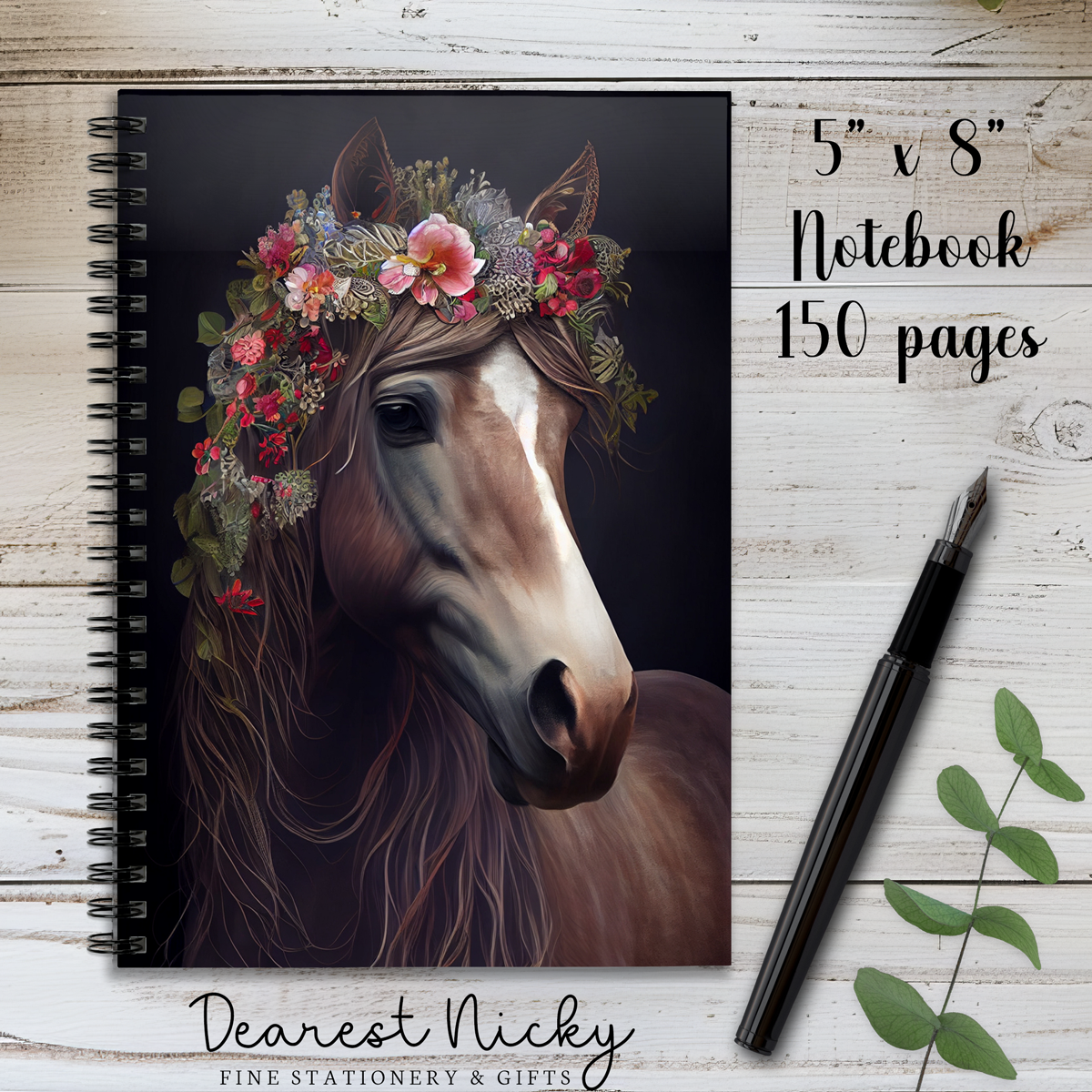 Horse 150 Page Wire Bound Notebook - Blank or Lined