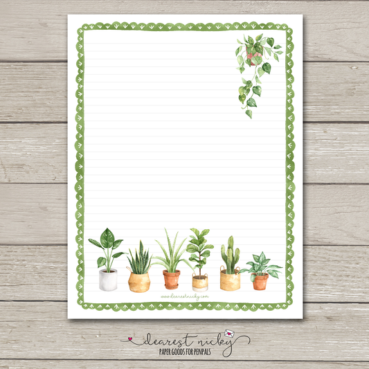 House Plants Large Letter Writing Paper - 8½ x 11