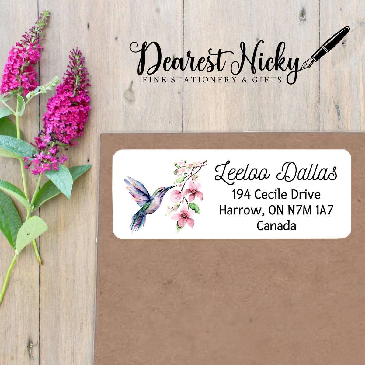 Hummingbird Custom Return Address Labels Set of 30