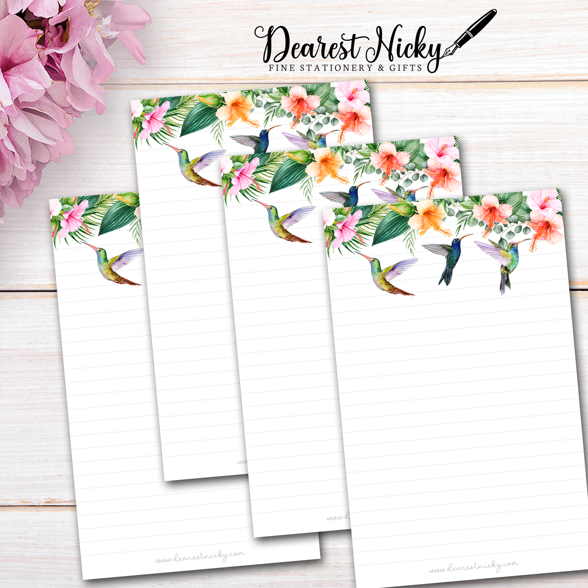 Hummingbirds & Hibiscus Letter Writing Paper