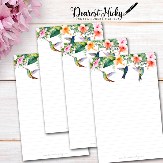Hummingbirds & Hibiscus Letter Writing Paper