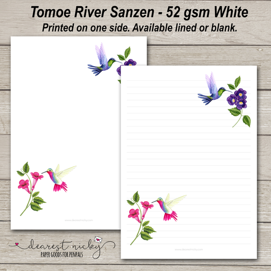 Hummingbirds Letter Writing Paper - 52 gsm Tomoe River Sanzen