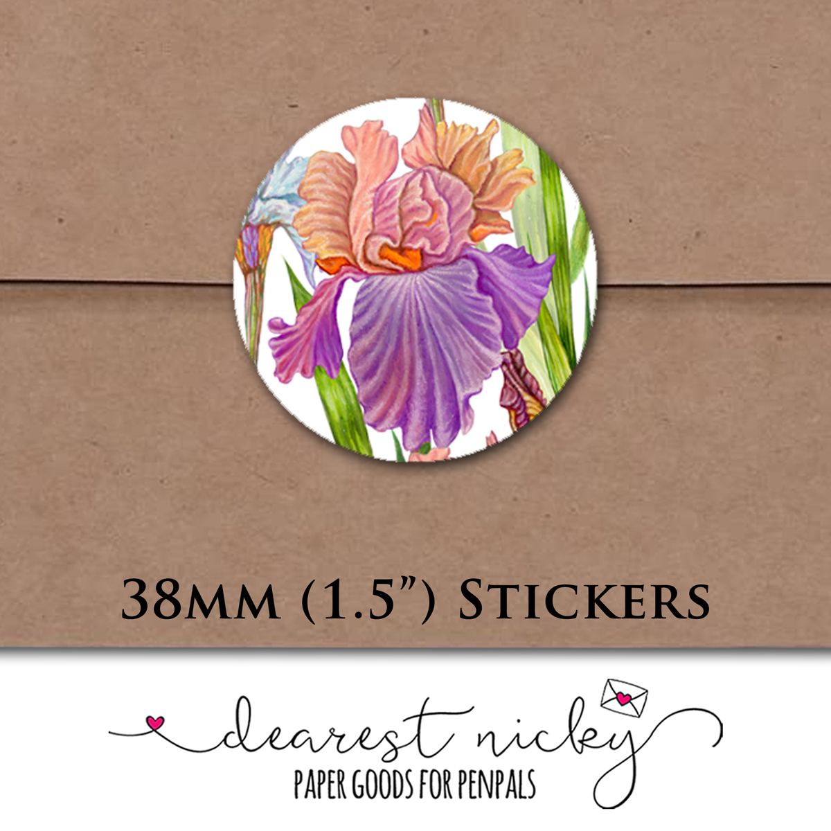 Irises Envelope Seals - Set of 30 Stickers