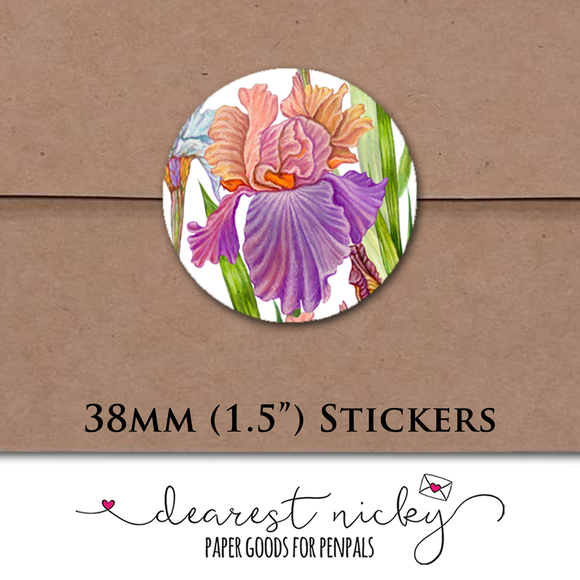 Irises Envelope Seals <br> Set of 30 Stickers