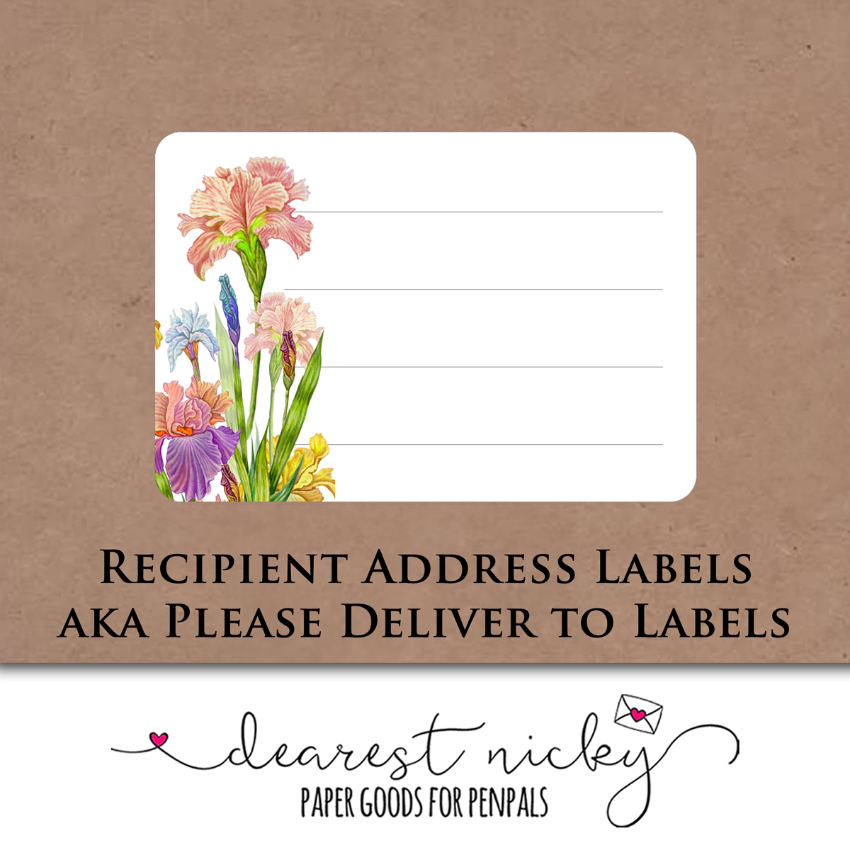 Irises Mailing Address Labels - Set of 16