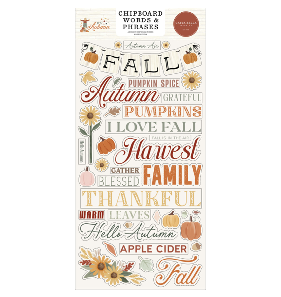 Carta Bella Paper Co. It's Autumn Chipboard Words & Phrases