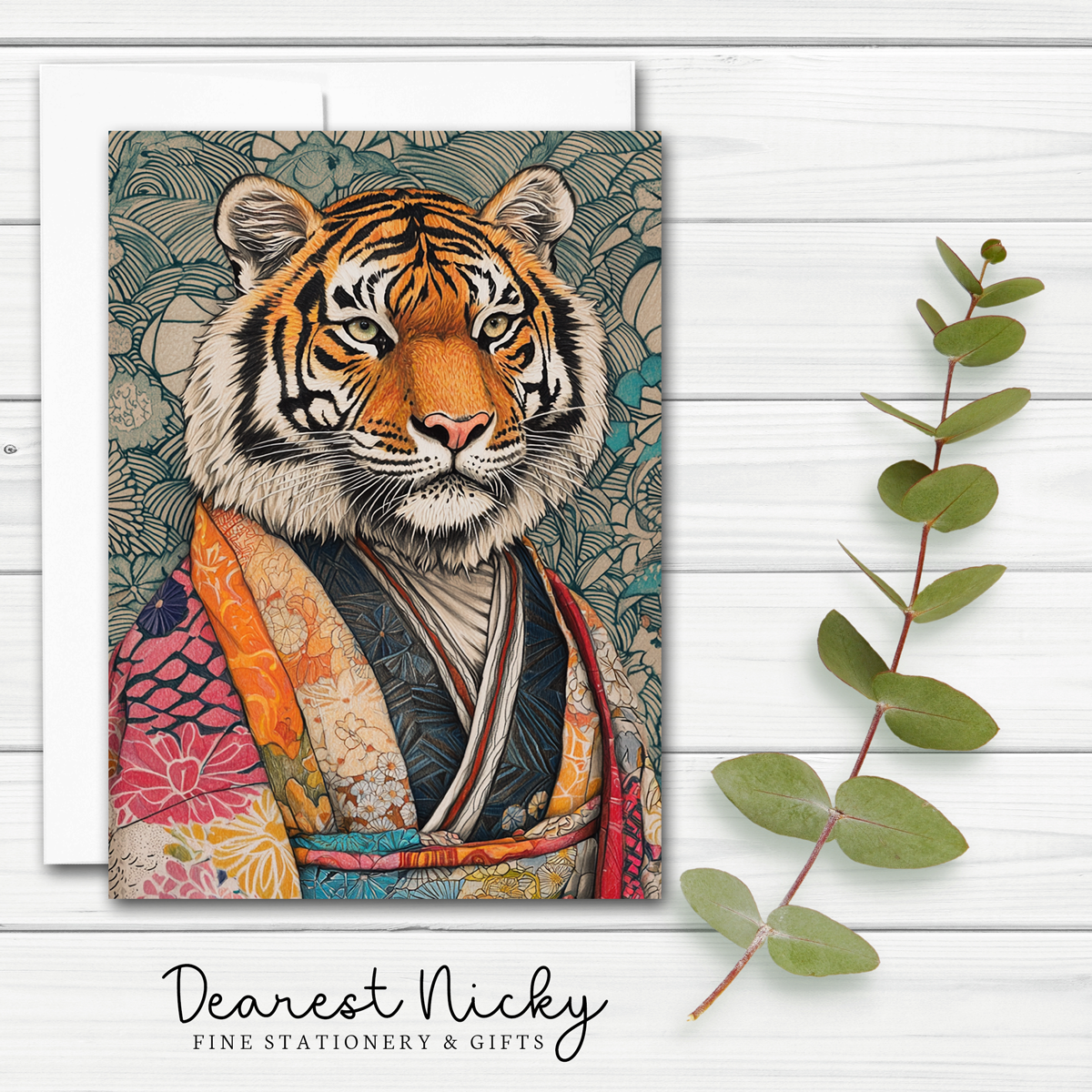 Kimono Tiger Greeting Card - Blank Inside