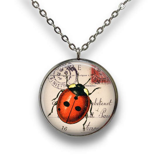 Vintage Ladybug Pendant with Necklace