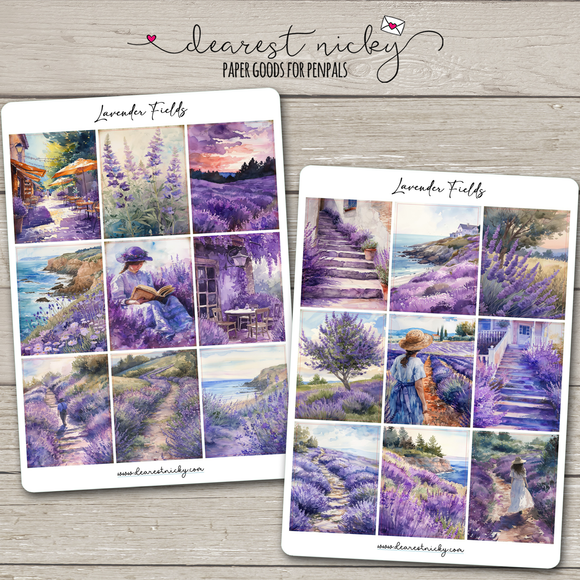Lavender Fields Full Box Stickers - 2 Sheets