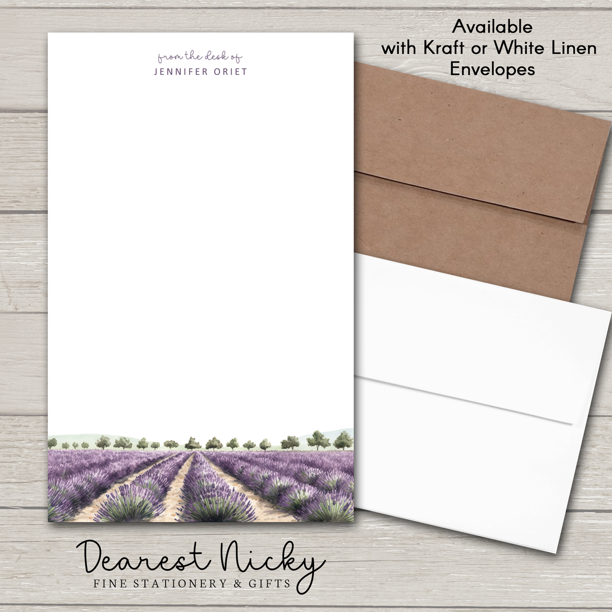 Lavender Rows Personalized Notepad - 30 sheets