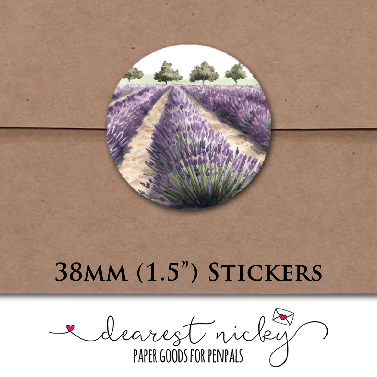 Lavender Rows Envelope Seals - Set of 30 Stickers