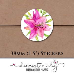 Lilies Envelope Seals <br> Set of 30 Stickers